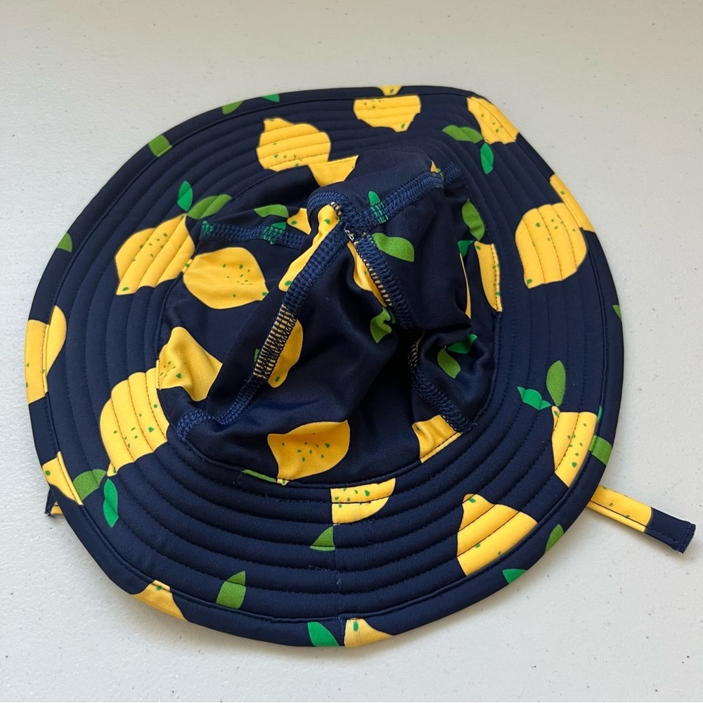 Hanna Andersson Navy and Yellow Lemon Print Kids Hat
